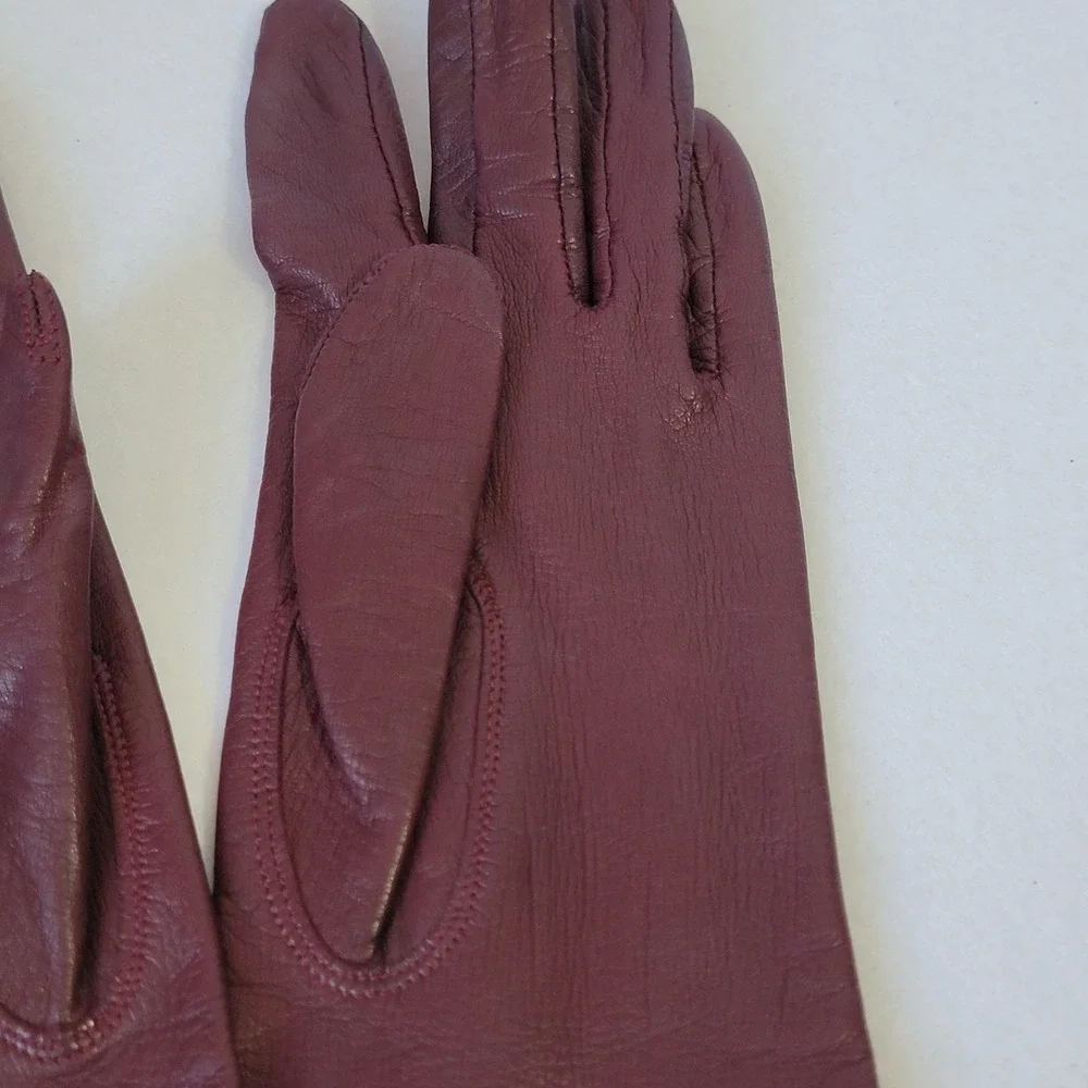 Vintage Stetson Burgundy Leather Opera Gloves Size 6 1/2 Formal Evening Wear EUC